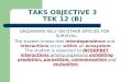 TAKS OBJECTIVE 3 TEK 12 (B) ORGANISMS RELY ON OTHER SPECIES FOR SURVIVAL: The student knows that interdependence and interactions occur within an ecosystem