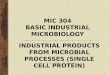MIC 304 BASIC INDUSTRIAL MICROBIOLOGY INDUSTRIAL PRODUCTS FROM MICROBIAL PROCESSES (SINGLE CELL PROTEIN)