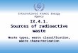 International Atomic Energy Agency IX.4.1. Sources of radioactive waste Waste types, waste classification, waste characterization