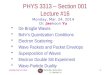 1 PHYS 3313 – Section 001 Lecture #16 Monday, Mar. 24, 2014 Dr. Jaehoon Yu De Broglie Waves Bohr’s Quantization Conditions Electron Scattering Wave Packets