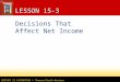 CENTURY 21 ACCOUNTING © Thomson/South-Western LESSON 15-3 Decisions That Affect Net Income