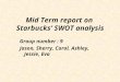 Mid Term report on Starbucks’ SWOT analysis Group number : 9 Jason, Sherry, Carol, Ashley, Jessie, Eva