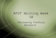 NTUT Writing Week 10 “Reviewing Previous Research”
