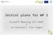 Initial plans for WP 2 KickOff Meeting ICT-AGRI 2 Jan Erpenbach, Elke Saggau
