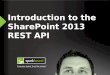 Introduction to the SharePoint 2013 REST API. 2 About Me SharePoint Solutions Architect at Sparkhound in Baton Rouge 