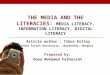 THE MEDIA AND THE LITERACIES: MEDIA LITERACY, INFORMATION LITERACY, DIGITAL LITERACY Prepared by: Doaa Mohamed Fathallah Article author : Tibor Koltay