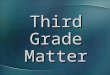 Third Grade Matter. Science Essential Standards First Quarter Human Body Second Quarter Earth’s Features Plants Third Quarter Forces & Motion Earth/Moon/Sun