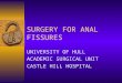 SURGERY FOR ANAL FISSURES UNIVERSITY OF HULL ACADEMIC SURGICAL UNIT CASTLE HILL HOSPITAL