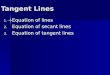 Tangent Lines 1. Equation of lines 2. Equation of secant lines 3. Equation of tangent lines
