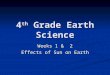 4 th Grade Earth Science Weeks 1 & 2 Effects of Sun on Earth