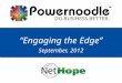 “Engaging the Edge” September, 2012. 2 Introductions.. Deb Krizmanich, CEO & Founder debk@powernoodle.com 001-226-333-9001 ► IBM Large systems & networking