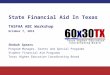 State Financial Aid In Texas TASFAA ABC Workshop October 7, 2015 Shebah Spears Program Manager, Grants and Special Programs Student Financial Aid Programs