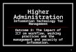 1 Higher Administration Information Technology for Management Outcome 2: The impact of ICT on workflow, working practices and the management and security