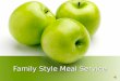 Family Style Meal Service Participants enjoy Family Style Meal Service Eat together Choose your own foods Serve yourself the amount of food you would