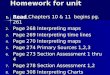 Homework for unit 1. Read Chapters 10 & 11 begins pg. 261 2. Page 268 Interpreting maps 3. Page 269 Interpreting time lines 4. Page 270 Interpreting maps