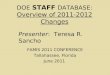 DOE STAFF DATABASE: Overview of 2011-2012 Changes Presenter : Teresa R. Sancho FAMIS 2011 CONFERENCE Tallahassee, Florida June 2011