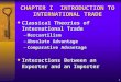 1 CHAPTER I INTRODUCTION TO INTERNATIONAL TRADE  Classical Theories of International Trade –Mercantilism –Absolute Advantage –Comparative Advantage