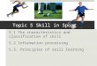 Topic 5 Skill in Sport 5.1 The characteristics and classification of skill 5.2 Information processing 5.3. Principles of skill learning