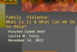 Family Violence: What is it & What Can We Do to Help? Pincher Creek DVAT Leslie M. Tutty November 14, 2013