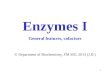 1 Enzymes I  Department of Biochemistry, FM MU, 2013 (J.D.) General features, cofactors