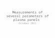 Measurements of several parameters of plasma panels October 2011