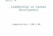 Unit A Leadership in Career Development Competencies 1.00-3.00