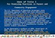 Uses of Title I for Promising Practices in Parent and Community Engagement The U.S. Department of Education encourages state educational agencies (SEAs)