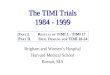 The TIMI Trials 1984 - 1999 Brigham and Women’s Hospital Harvard Medical School Boston, MA P ART I.R ESULTS OF TIMI 1 - TIMI 17 P ART II.T RIAL D ESIGNS