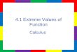 4.1 Extreme Values of Function Calculus. Extreme Values of a function are created when the function changes from increasing to decreasing or from decreasing