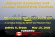 Analysis Examples and Issues: Identifying Sources Policy Analysis Tools for Air Quality and Health A workshop hosted by NERAM and Pollution Probe Jeffrey