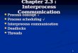 1 Chapter 2.3 : Interprocess Communication Process concept ïƒ– Process concept ïƒ– Process scheduling ïƒ– Process scheduling ïƒ– Interprocess communication Interprocess
