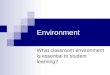 Environment What classroom environment is essential to student learning?