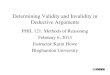 Determining Validity and Invalidity in Deductive Arguments PHIL 121: Methods of Reasoning February 6, 2013 Instructor:Karin Howe Binghamton University
