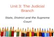Unit 3: The Judicial Branch State, District and the Supreme Court