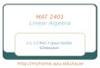 MAT 2401 Linear Algebra 1.1, 1.2 Part I Gauss- Jordan Elimination 