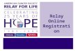 Relay Online Registration. Relay Online Makes Registration Easy! Step 1: Sign Up on your Relay Online website Step 2: Create your Relay For Life Team