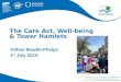Gillian Beadle-Phelps 1 st July 2015 The Care Act, Well-being & Tower Hamlets