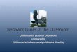 Behavior Issues in the Classroom Children with Behavior Disabilities compared to Children who behave poorly without a disability