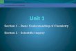 An Introduction to Chemistry Section 1 – Basic Understanding of Chemistry Section 2 – Scientific Inquiry