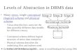 Levels of Abstraction in DBMS data Many views, single conceptual (logical) schema and physical schema. – Views describe how users see the data (possibly
