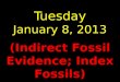Tuesday January 8, 2013 (Indirect Fossil Evidence; Index Fossils)