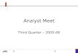Analyst Meet Third Quarter – 2005-06. Contents Operations Financials Outlook Industry Company