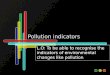 Pollution indicators L.O: To be able to recognise the indicators of environmental changes like pollution