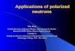 Applications of polarized neutrons V.R. Skoy Frank Laboratory of Neutron Physics, Joint Institute for Nuclear Research141980 Dubna, Moscow Region, Russia