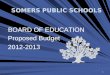 SOMERS PUBLIC SCHOOLS 1 Proposed Budget 2012-2013 BOARD OF EDUCATION