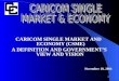 1 CARICOM SINGLE MARKET AND ECONOMY (CSME) A DEFINITION AND GOVERNMENT’S VIEW AND VISION November 10, 2004