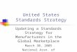 United States Standards Strategy Updating a Standards Strategy for Manufacturers in the Global Marketplace March 30, 2005 National Assn. of Manufacturers