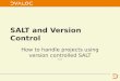 SALT and Version Control How to handle projects using version controlled SALT V1.07