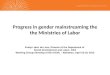 Progress in gender mainstreaming the the Ministries of Labor Evelyn Jacir de Lovo, Director of the Department of Social Development and Labor, OAS Working