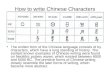 How to write Chinese Characters The written form of the Chinese language consists of by characters, which have a long standing of history. The earliest